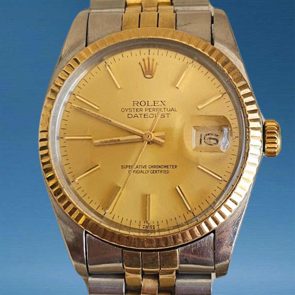 ROLEX DATEJUST 36 36MM YELLOW ROLESOR 16013 AUTOMATIC WXO & COA