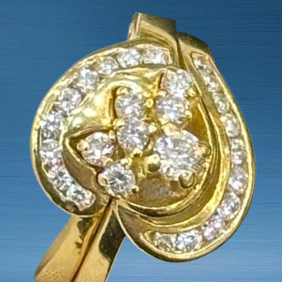 TWO PIECE DIAMOND RING COMBO YELLOW GOLD NATURAL DIAMOND