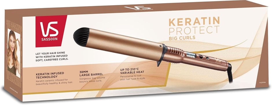 VS Sassoon Keratin Protect Big Curls Hair Curler – 38mm Barrel, Ceramic Hea