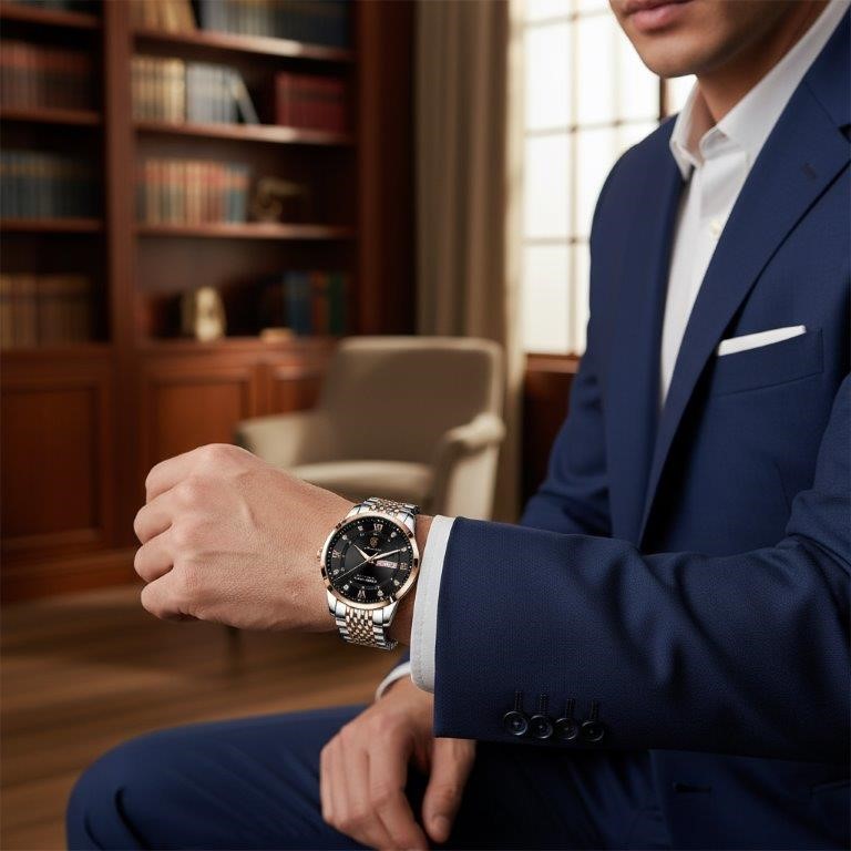 High Quality Simulated Diamond Men's Quartz Watch