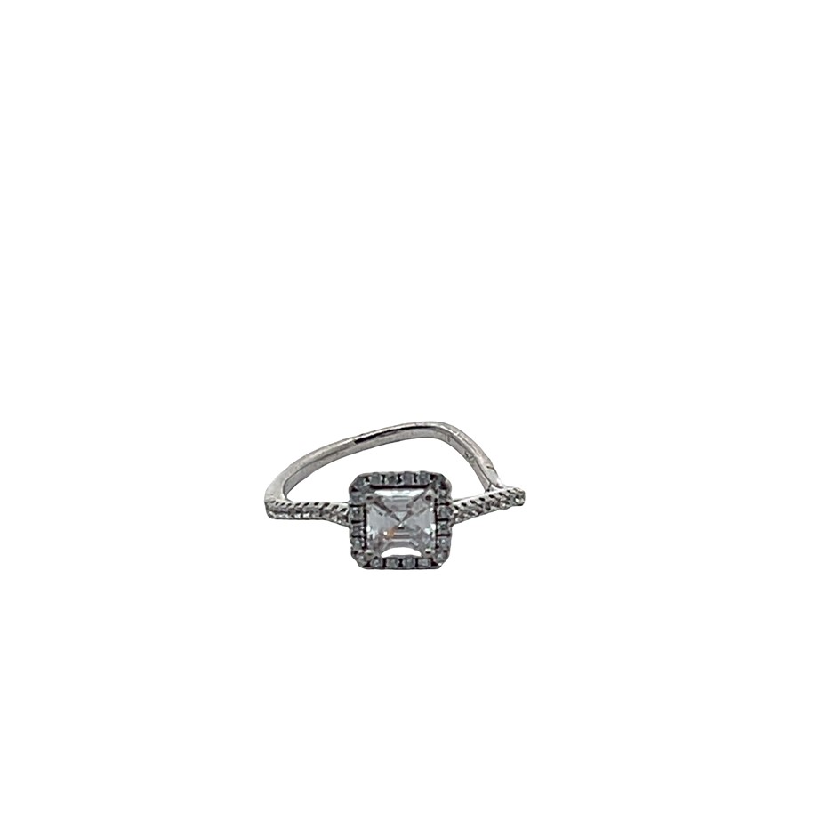 Sterling Silver Cubic Zirconia Ring (band is bent)