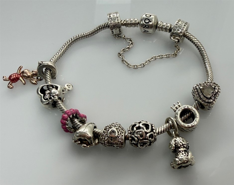 Pandora Sterling Silver 10 Charm Bracelet