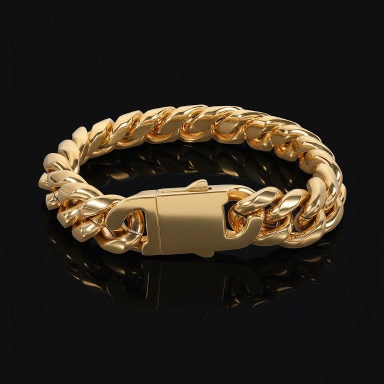 18K Gold-Filled Cuban Link Chain Bracelet, 8MM Wide - 22.8cm