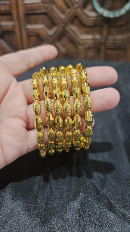 6pcs x 22KGold Filled/ITALY Triple Yellow Gold Plated Bangles with Stamps