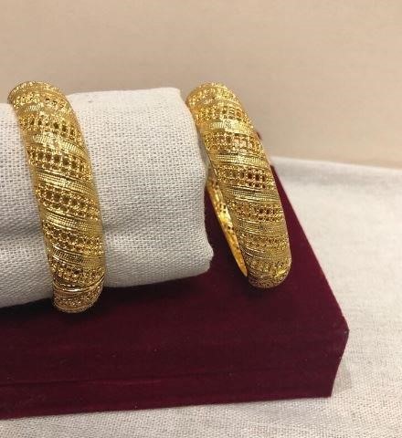 4pcs x 22K/Italy Yellow Gold Filled Bangles with Stamp-60mm