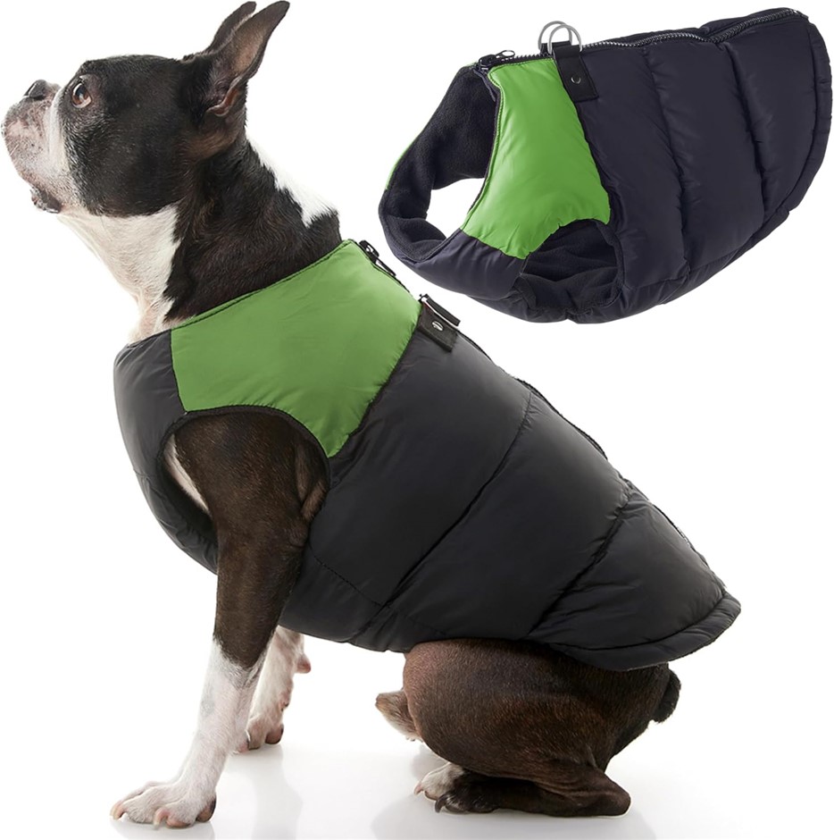 GOOBY Padded Vest, Dog Jacket Coat Sweater with Zipper Closure and Leash Ri