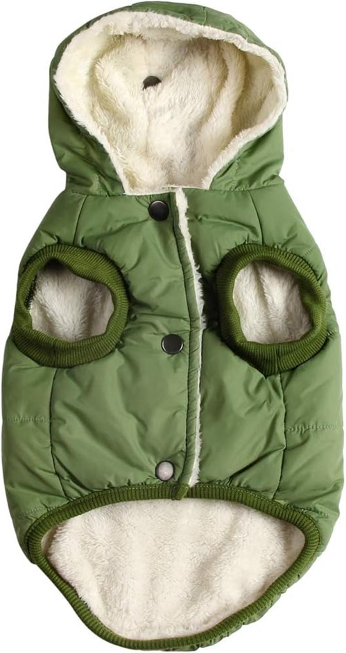 VECOMFY Fleece Lining Extra Warm Dog Hoodie Green Size Medium