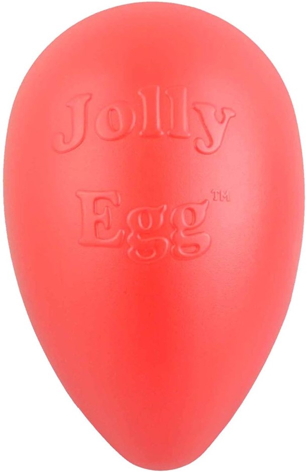 JOLLY PETS Jolly Egg Dog Toy, 8 Inches/Medium, Red