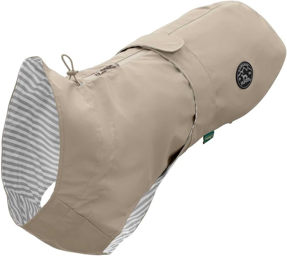 HUNTER MILFORD Dog Raincoat, Taupe, Size 50.