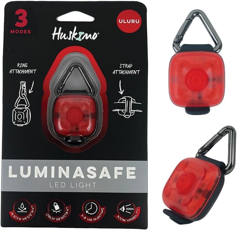 HUSKIMO Luminasafe LED Dog Light, Uluru Red, USB-C Rechargeable, 300m Visib