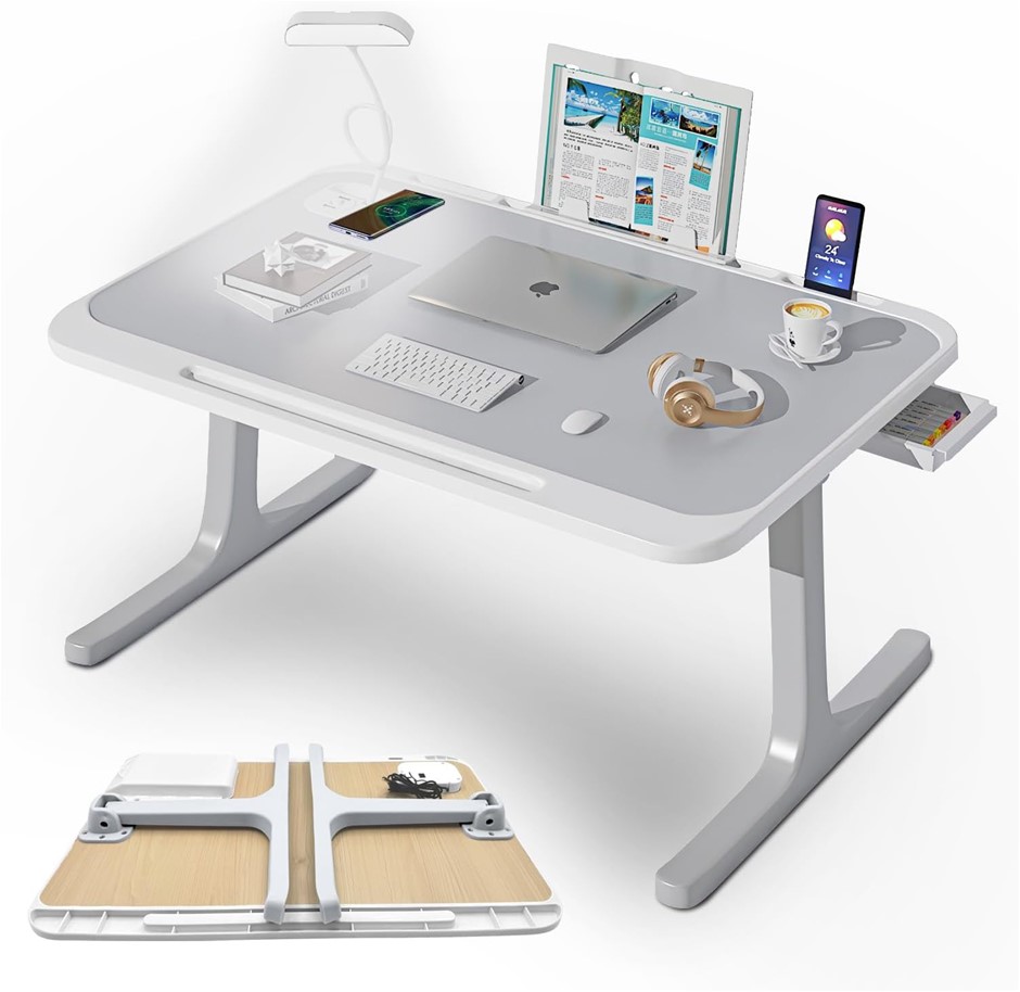 APEXTORQ Bed Tray Laptop Desk, Folding Laptop Table Stand for Bed with Wire