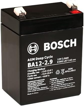 BOSCH 12V 2.9AH VRLA AGM Rechargeable Standby Batterys Black, BA12-2.9.
