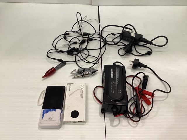 <p>Battery Charger, Power Banks, Cables</p>