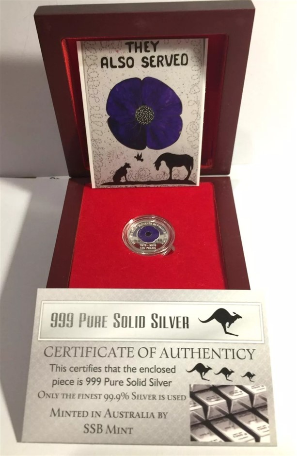 2018 100 Years Of Armistice Purple Poppy 1/10th OZ (Approx) 999 Pure Silver