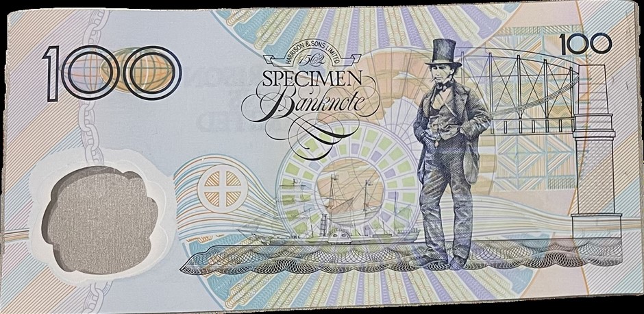 Australia 100 Harrison & Sons Polymer Test Note Specimen Uncirculated-Very