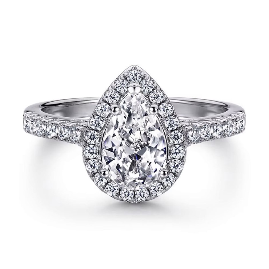 1.0ct Pear Simulated Diamond 925 Sterling Silver Ring - Size 9
