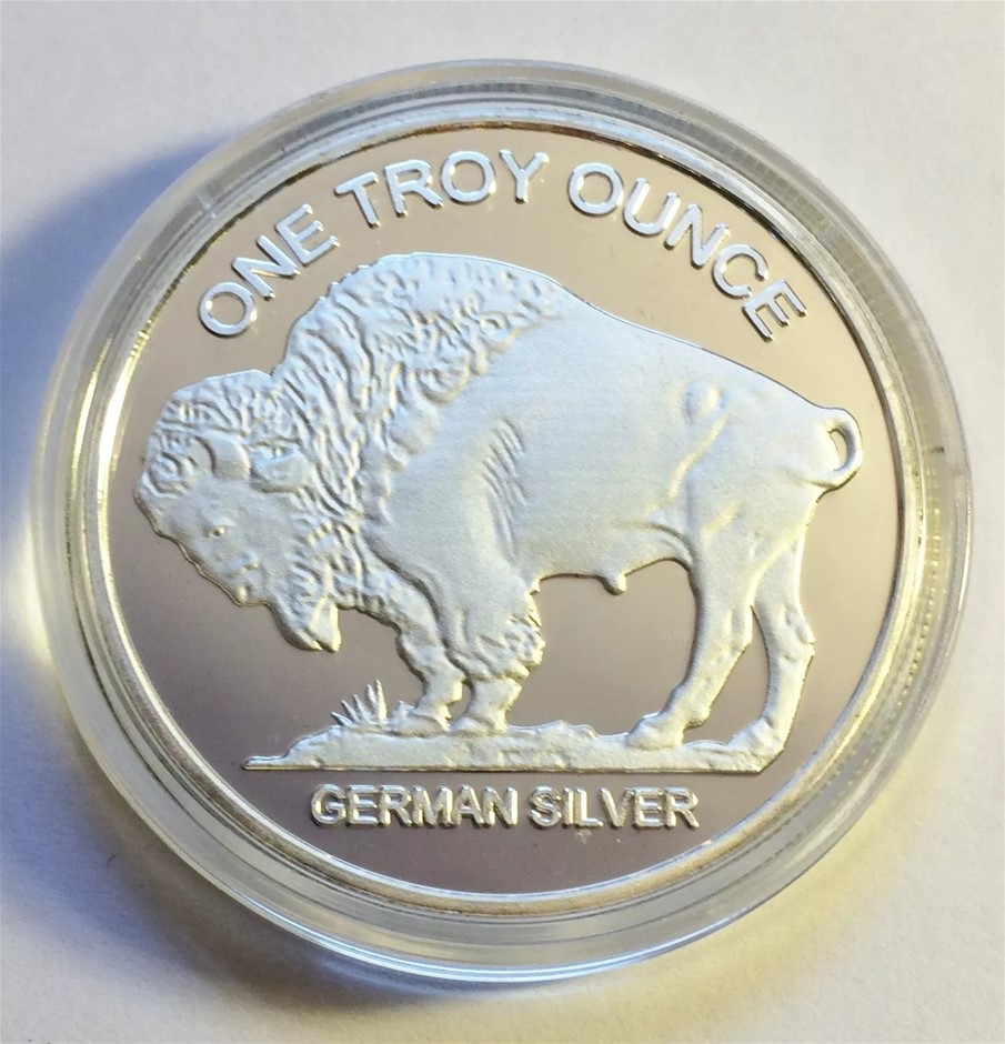 0012-2584560 · Awesome 1 OZ German Silver "USA Buffalo/Indian head" Proof Coin