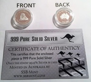 MARY MACKILLOP 1/10th OZ (Approx) 999 Pure Solid Silver Coin C.O.A. Saint
