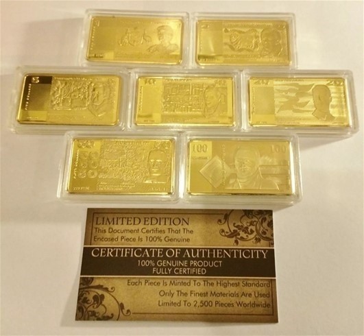 THIS COMPLETE CERTIFIED SET OF 7 X 1 TROY OZ "OLD AUSTRALIAN NOTE SERIES"