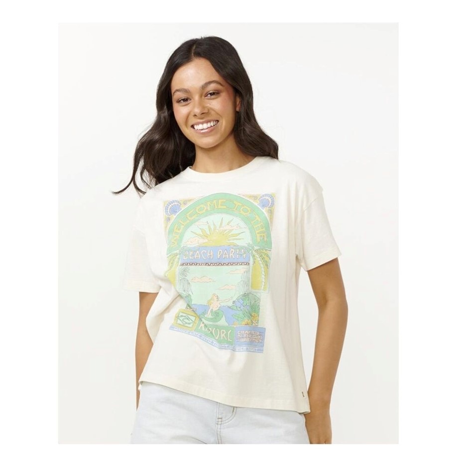 RIP CURL Women's Tropicana Relaxed T-Shirt, Bone, Size 2XS. RRP: $59.99. B
