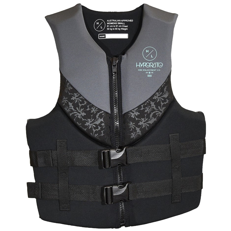 HYPERLITE Women's Life Vest, Size S (81cm-91cm / 50-60kg), Grey/Black. Buy