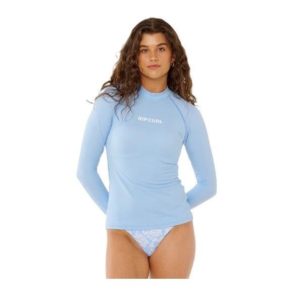 RIP CURL Women's Classic Surf Long Sleeve UV Rash Vest, Size XS, Mid Blue.
