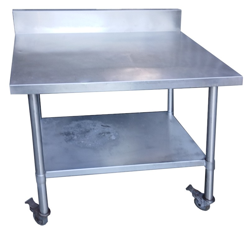 Stainless Steel Prep Work Bench Table with Backsplash and Caster Wheels