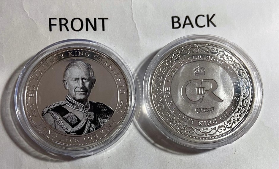 His Majesty King Charles 111 1 oz Collector token 999 Silver Plated B/White