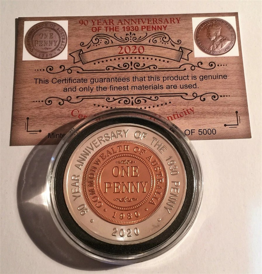 2020 "90 Year Anniversary Of The 1930 Penny" Limited to 5000, C.O.A