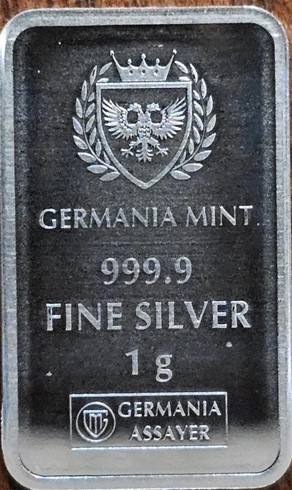 GERMANIA MINT NEW PRODUCT- 1g 999.9 SILVER- GERMANIA 1g SILVER BAR