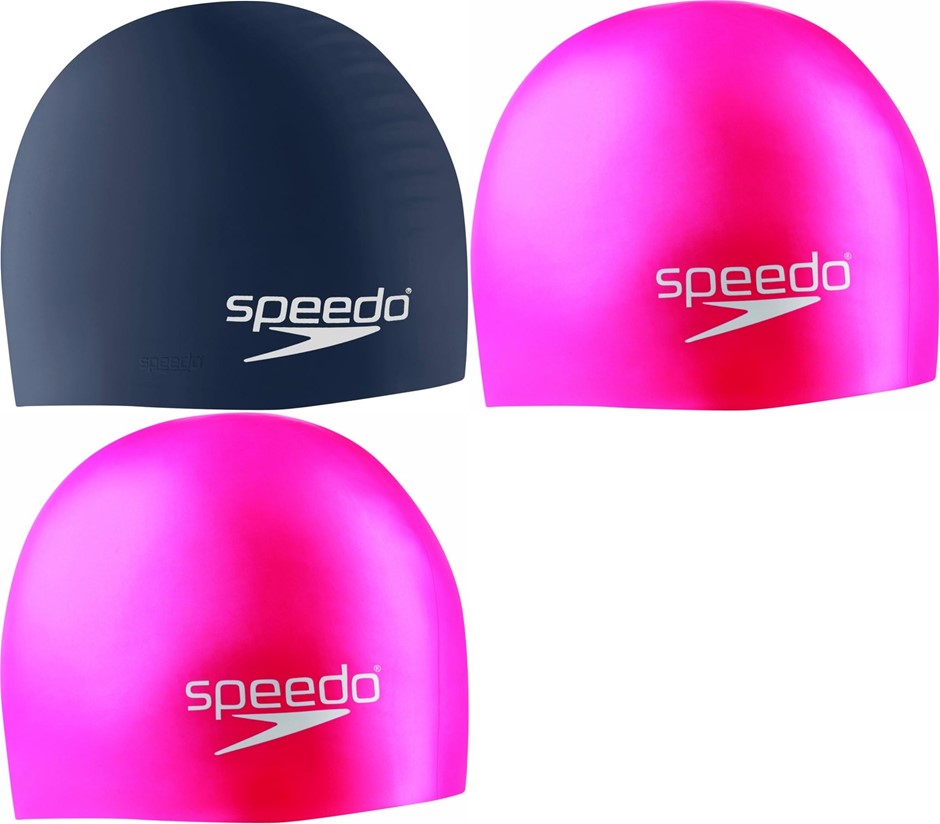 3 x SPEEDO: Speedo Unisex Adult Silicone Swim Cap, Navy + 2 Pieces Speedo U