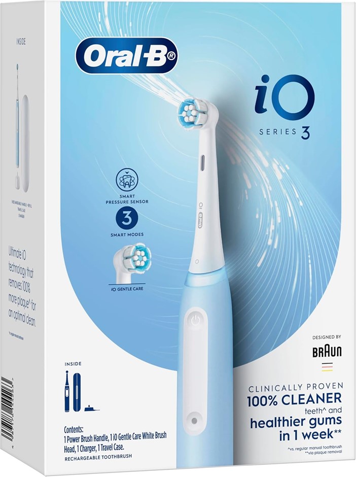 ORAL-B iO Series 3 Electric Toothbrush, Ice Blue. NB: no brushhead