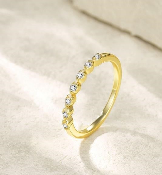 GRA Moissanite white Brilliant Cut 925 Sterling Silver Gold Vermeil Ring