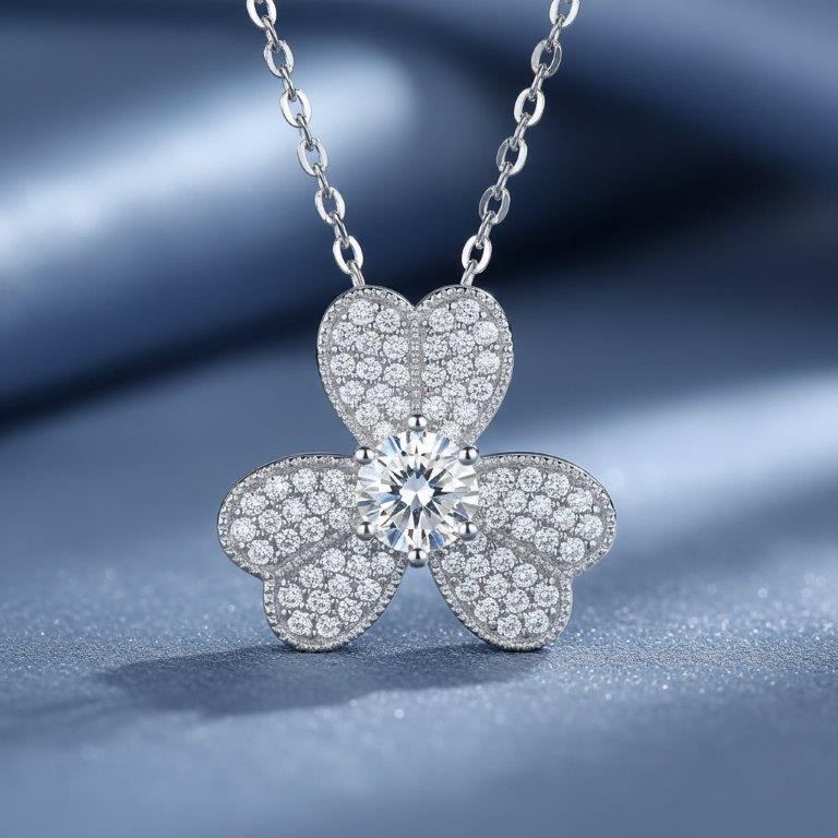 1.0ct GRA Moissanite white Brilliant Cut 925 Sterling Silver Pendant-Bon