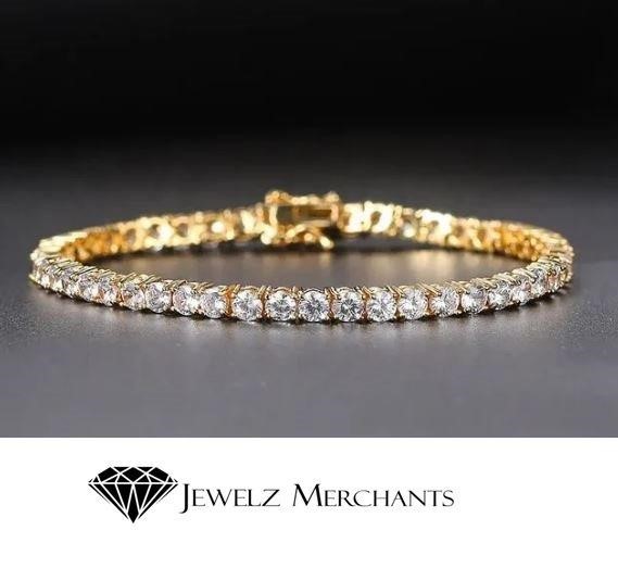 GRA  Moissanite white & Black Brilliant Cut stone Tennis Bracelet -S925
