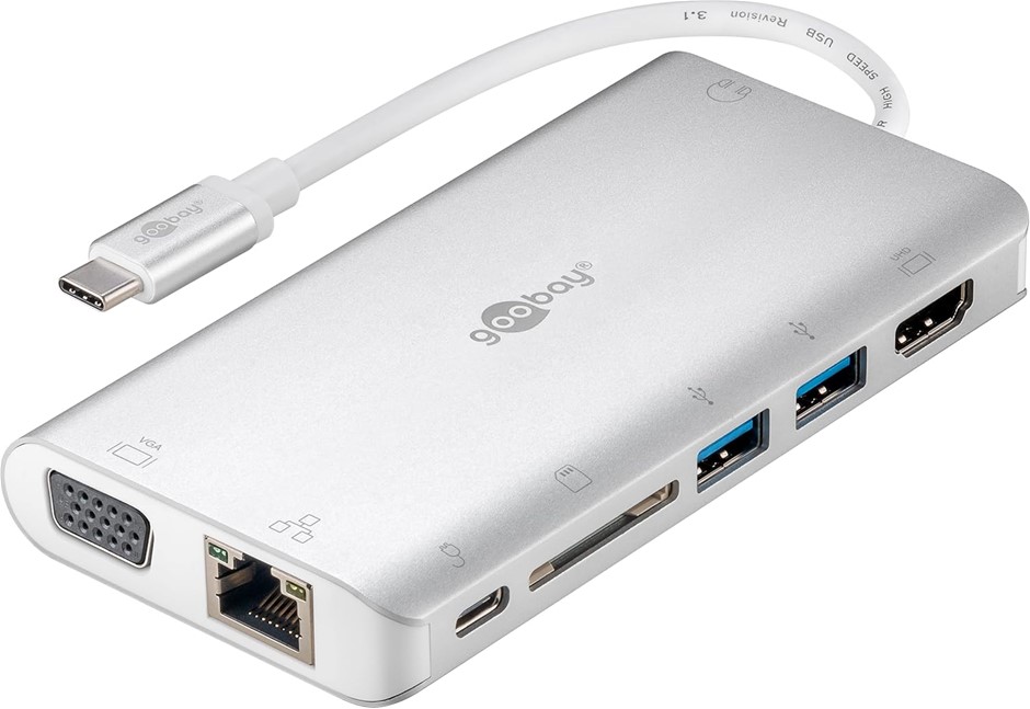 Goobay USB-C Premium Multiport Adapter, Silver