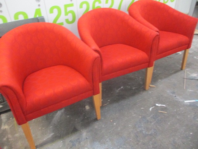 3 x Fabric Upholstered Club Chairs