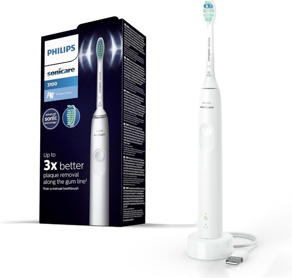PHILIPS Sonicare 3100 Electric Rechargeable Toothbrush, White, HX3671.