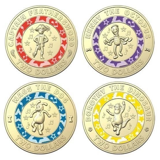 2021 $2 WIGGLES 30TH ANNIVERSARY SET OF 4 TWO DOLLAR RARE QUEEN COINS