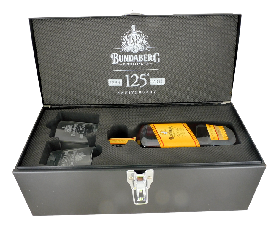 Bundaberg Rum In A Black Metal Toolbox Vat 374 2013 (1x 700mL), QLD.