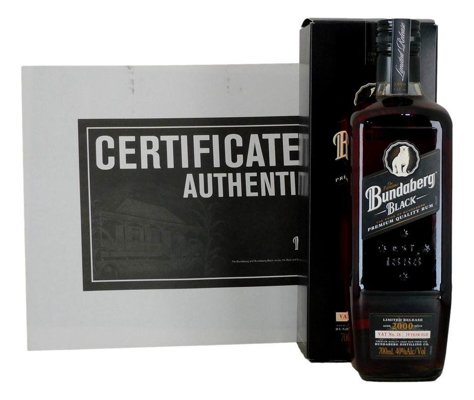Bundaberg Rum Black - Vat 26 -10 Yr Old Rum No. 1478 2010 (1x 700mL), QLD.