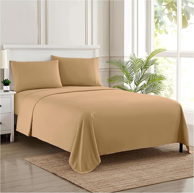 Full Size Sheet Sets - Breathable Luxury Sheets with Full Elastic & Secure