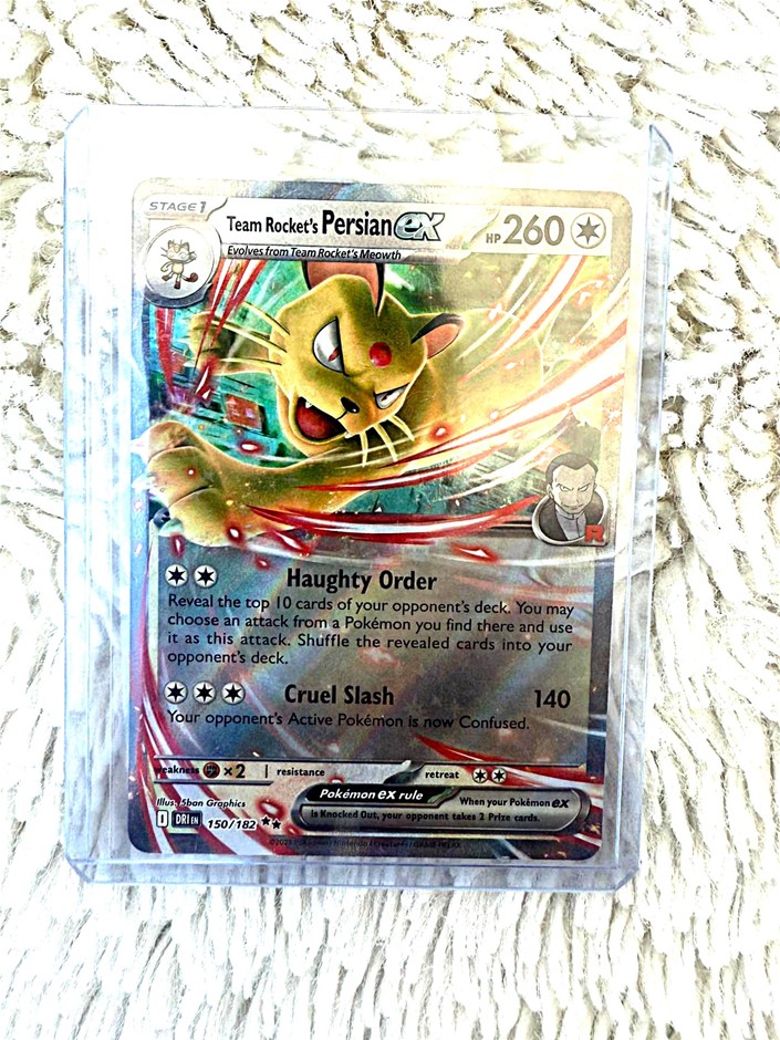 Team Rocket's Persian ex English holo 150/182 villain Pokémon.
