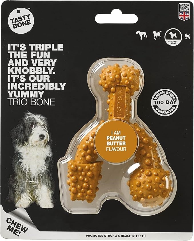 Tasty Bone Nylon Peanut Butter Trio Chew Dog Toy Small, NB: Damage packagin