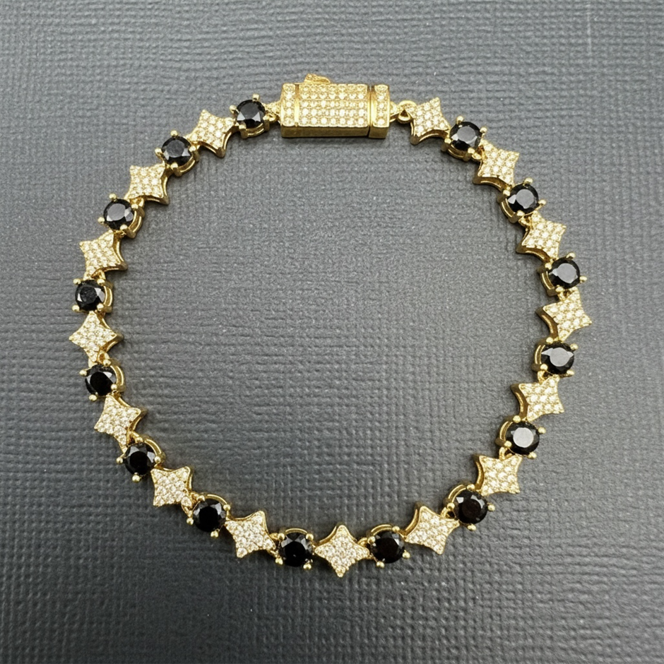 18K Gold-Filled 6mm Tennis Star Bracelet with Simulated Diamonds - 20.3cm