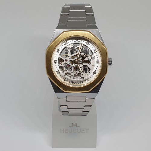 HEUGUET T70 Men's Skeleton Automatic Watch — Silver/Gold
