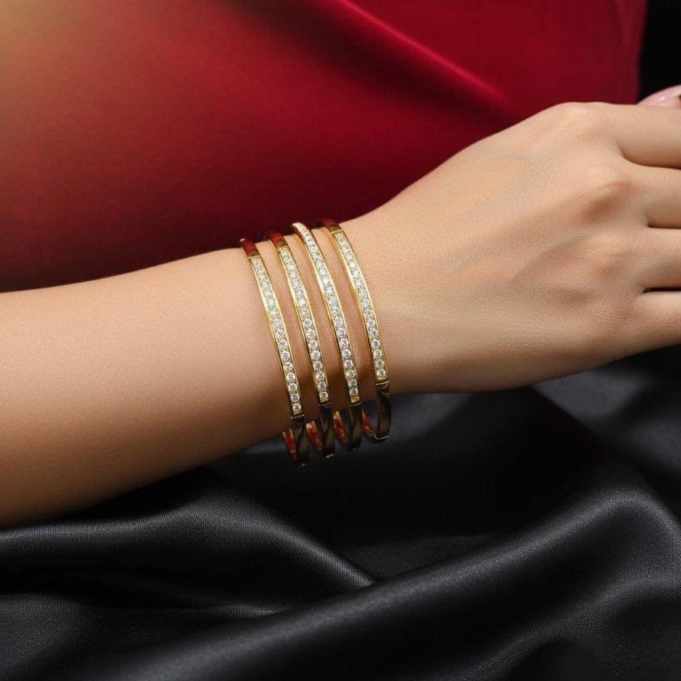 18KGold Filled/Italy Stamped Yellow Bangle -60MM-Bonus Gift