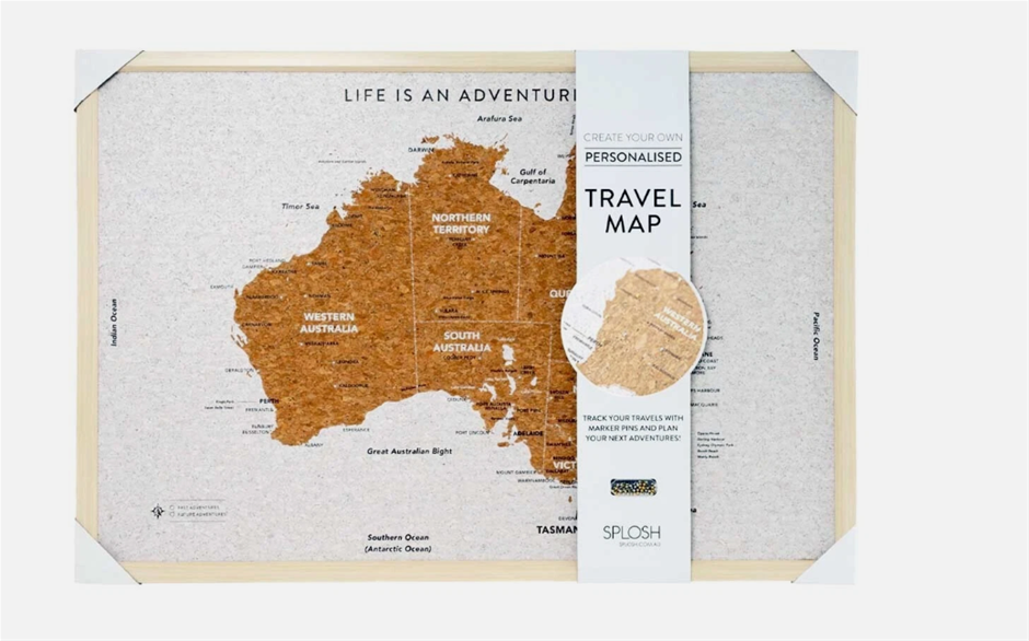 SPLOSH Travel Board Australia Map, Large, 93.5 x 64.5cm.