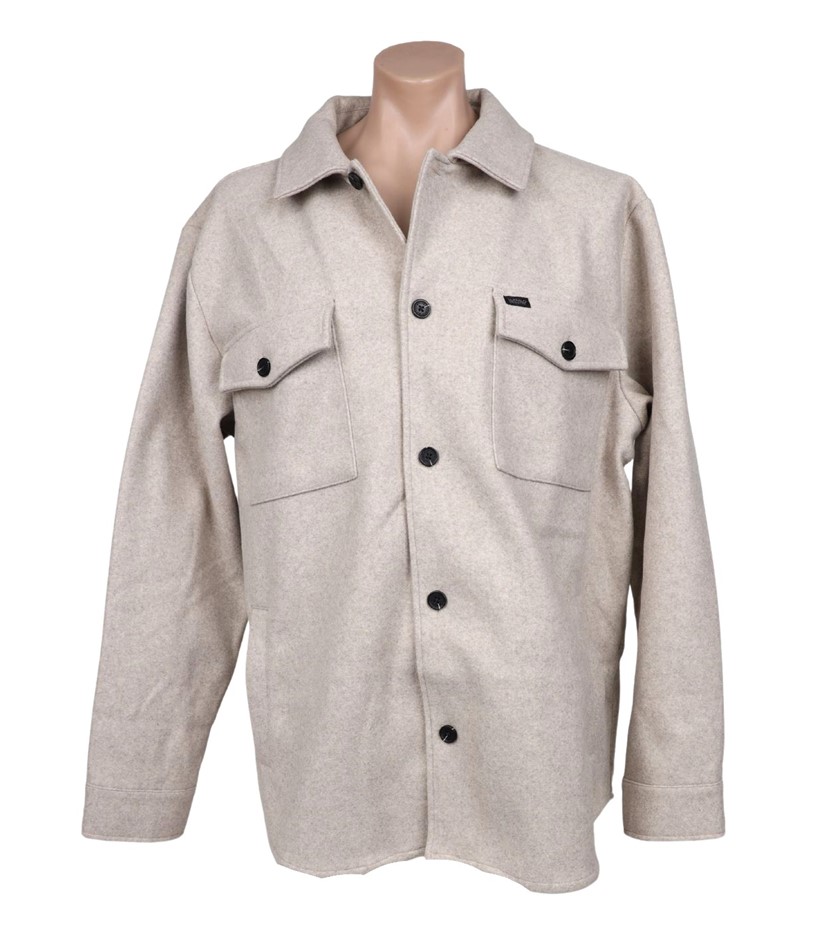 BUFFALO DAVID BITTON Men's Shirt Jacket, Size S, 93% Polyester, Cream.