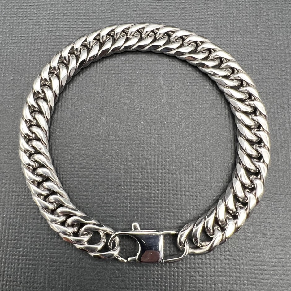 Silver-Filled Cuban Chain Bracelet, 9.5MM Wide - 22.8cm